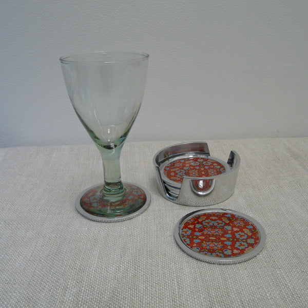P1110192-Fair-Trade-Recycled-Aluminium-Flower-Coaster-Set-Holder-with-2-glass-red
