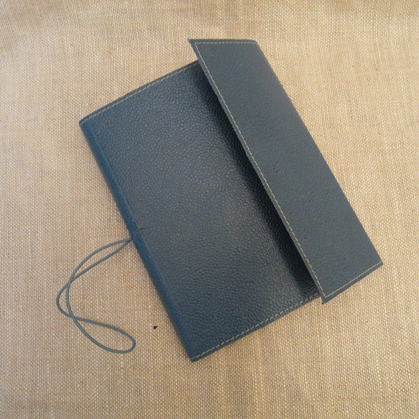Spiral Bound Handmade Slate Blue A5 'Cotton Leather' Journal