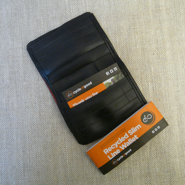 Recycled Inner Tube Slim Line Wallet with Zip