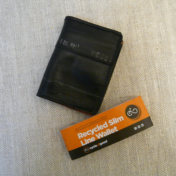 Recycled Inner Tube Slim Line Wallet with Zip