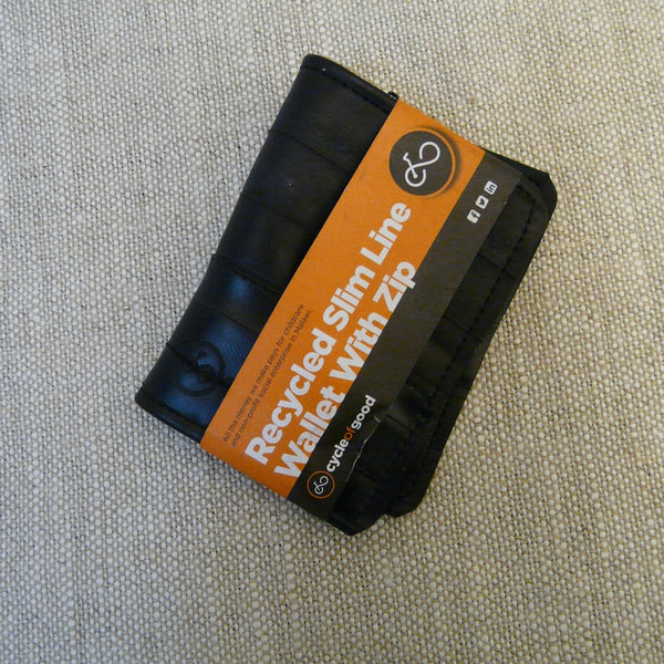 Recycled Inner Tube Slim Line Wallet with Zip