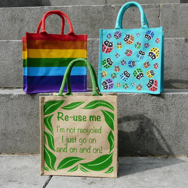 Ladybirds Square Jute Bag