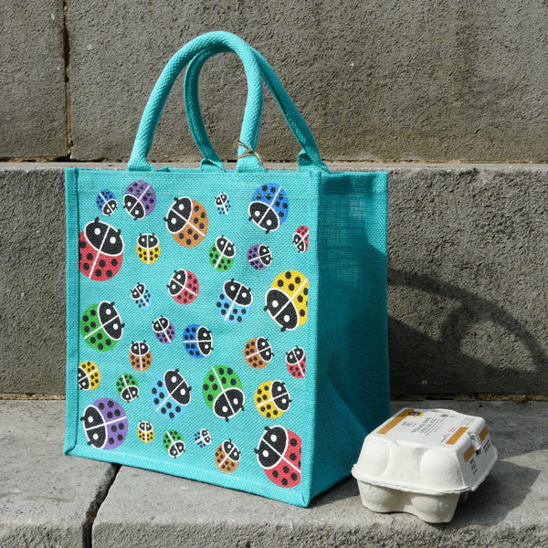 Ladybirds Square Jute Bag