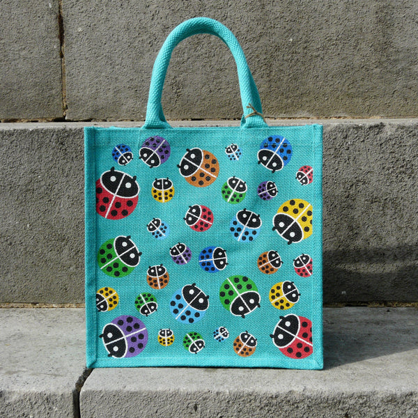 Ladybirds Square Jute Bag