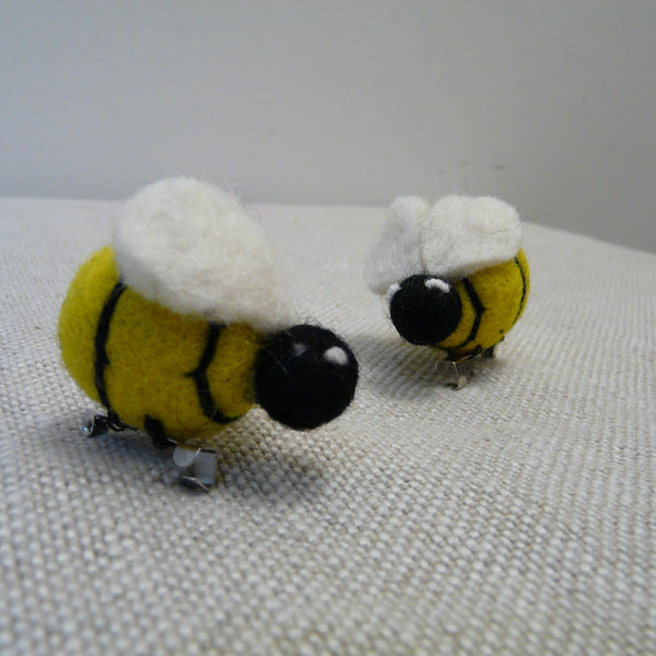 Yellow and Black Felt Bee Brooch
