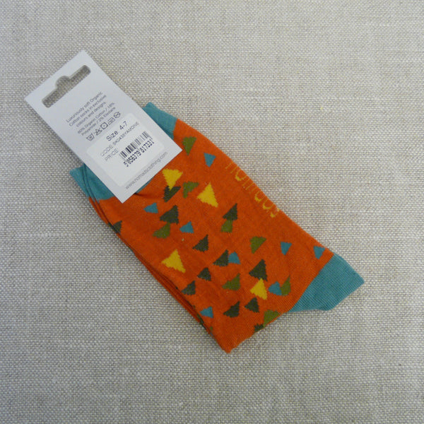 Yam Orange Triangles Socks 4 - 7