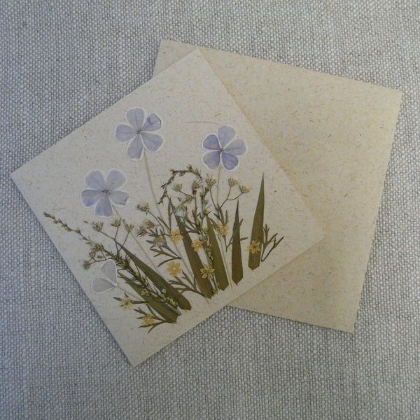 Blue Meadow Flowers Handmade Fair Trade Greetings Card