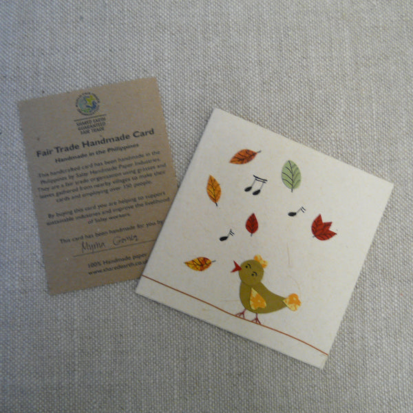 Singing Bird Handmade Fair Trade Greetings Card