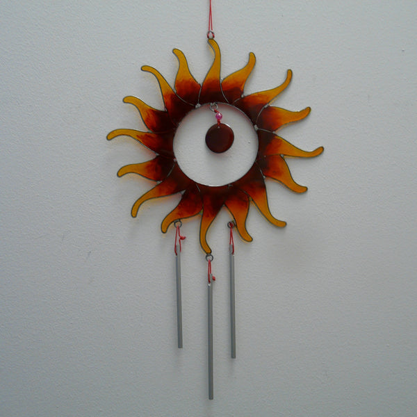 Fiery Sun with Chimes Suncatcher