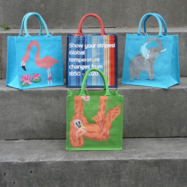 Orangutan Leaf Green Jute Bag