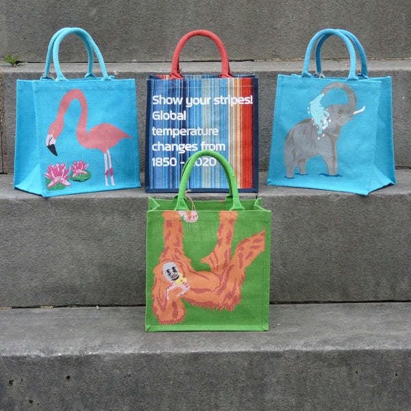 Flamingo Sky Blue Jute Bag