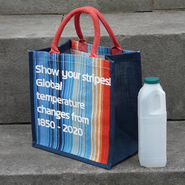 Global Temperatures Stripes Square Jute Bag