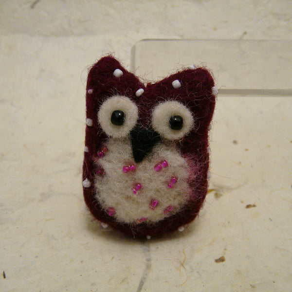Owl with Beads Fair Trade Felt Keyring