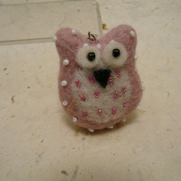 Owl with Beads Fair Trade Felt Keyring