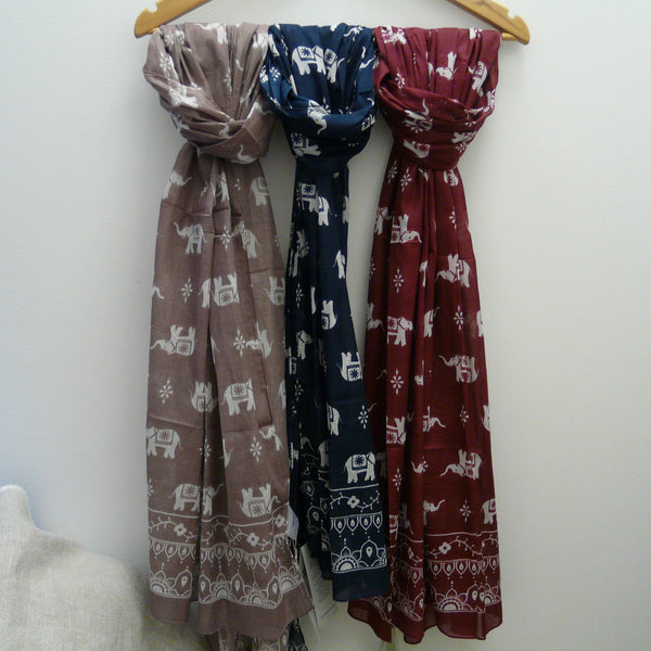 Dusky Pink Cotton Elephant Print scarf