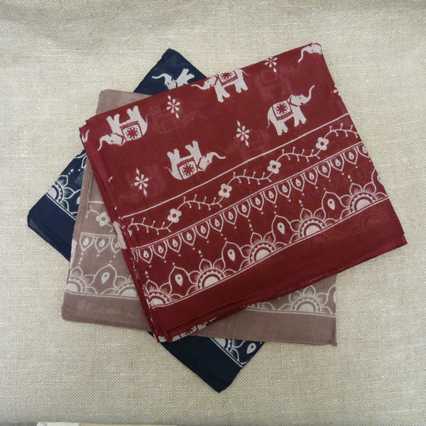 Dusky Pink Cotton Elephant Print scarf