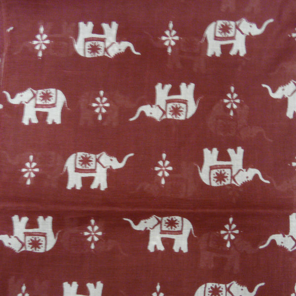 Maroon Cotton Elephant Print scarf