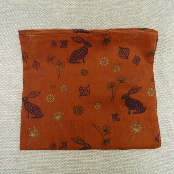 Terracotta Cotton Mountain Hare Print Scarf