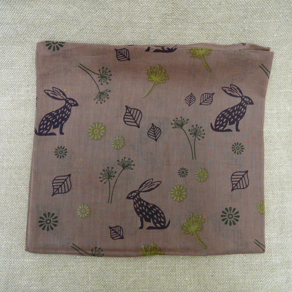 Dusky Pink Cotton Mountain Hare Print Scarf
