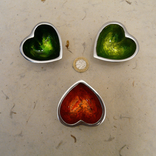 Lime Green Foiled Mini Recycled Aluminium Heart Dish