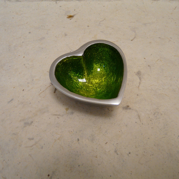 Lime Green Foiled Mini Recycled Aluminium Heart Dish