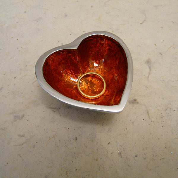 Orange Foiled Mini Recycled Aluminium Heart Dish