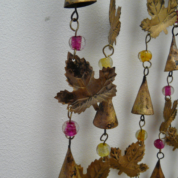 Leaf and Bird Windchime Mobile with Mixed Beads