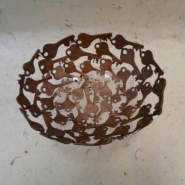 Upcycled Copper Finish Oval Keys Bowl