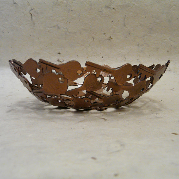 Upcycled Copper Finish Oval Keys Bowl