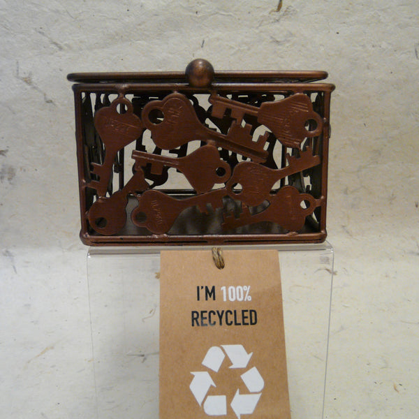 Antique Copper Finish Square Upcycled Keys Box