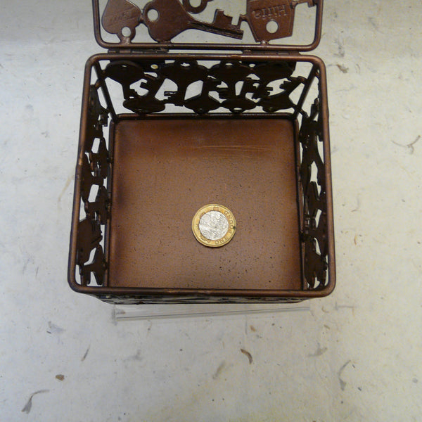 Antique Copper Finish Square Upcycled Keys Box