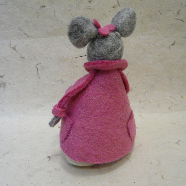 Large Grey Girl Mouse with Pink Jacket