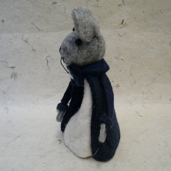 Large Grey Boy Mouse with Blue Jacket