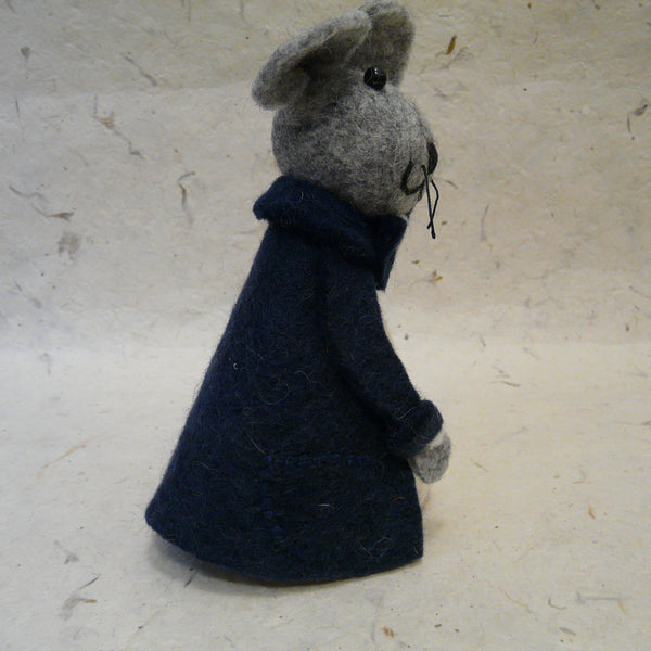 Large Grey Boy Mouse with Blue Jacket