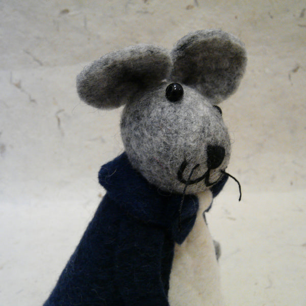 Large Grey Boy Mouse with Blue Jacket