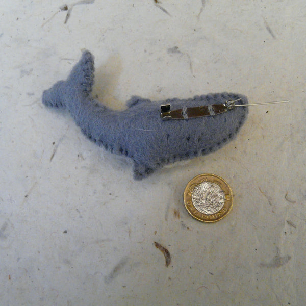 Grey and White Whale Brooch