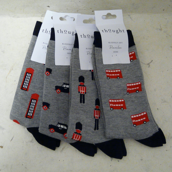 Mid Grey Marle London Black Taxi Socks