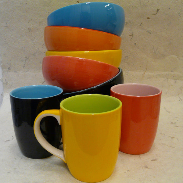Yellow and Green Hand-painted Bowl