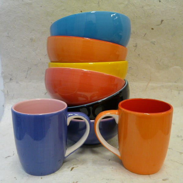 Orange and Red Hand-painted Bowl