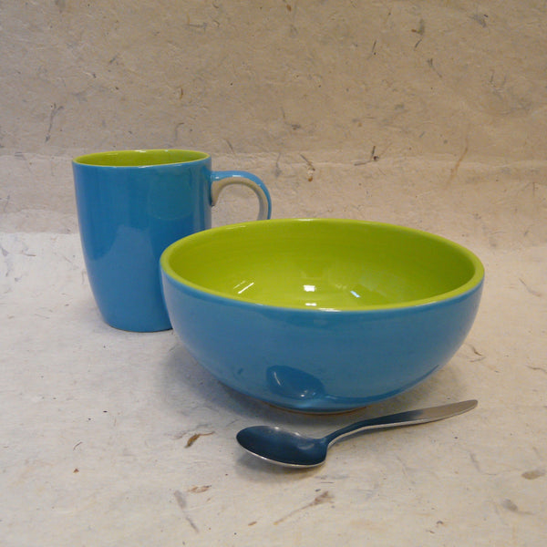 Blue and Green Hand-painted Bowl