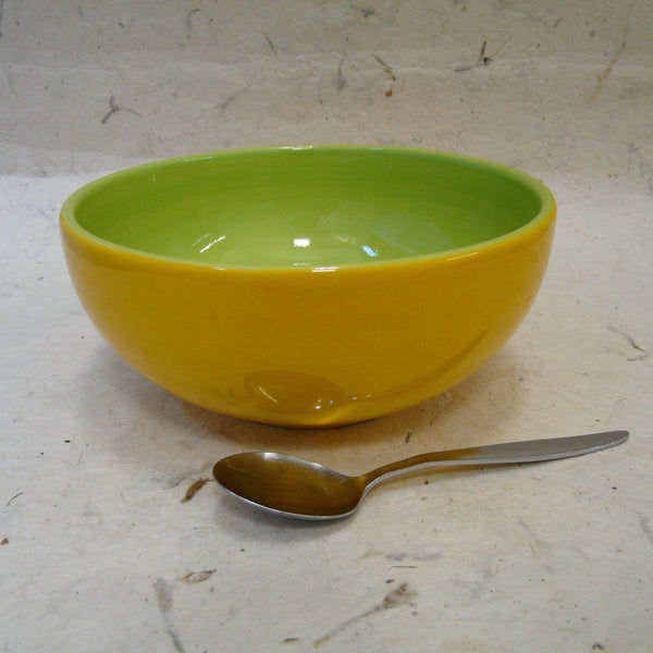 Yellow and Green Hand-painted Bowl