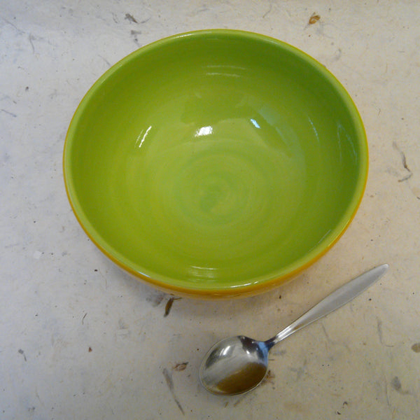 Yellow and Green Hand-painted Bowl
