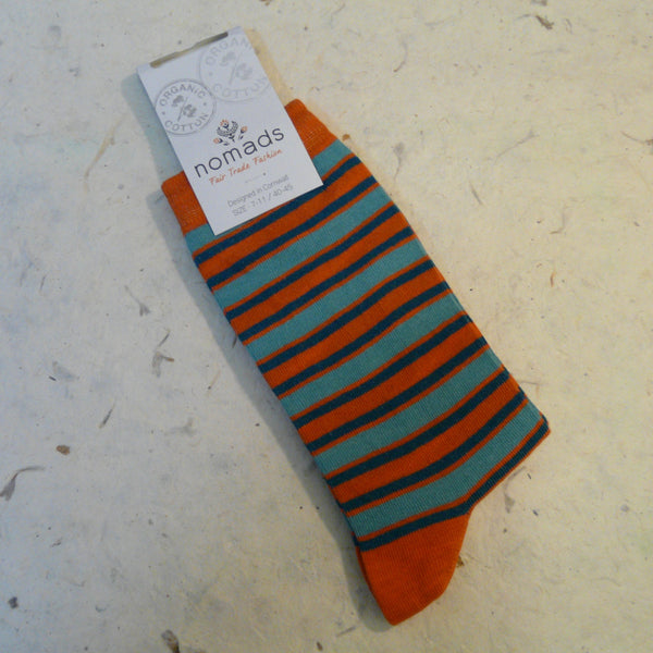 Yam Orange Stripe Organic Cotton Socks 7 - 11