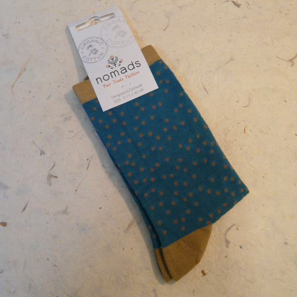 Mineral Blue Spotted Organic Cotton Socks 7 - 11