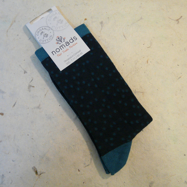 Navy Blue Spotted Organic Cotton Socks 7 - 11