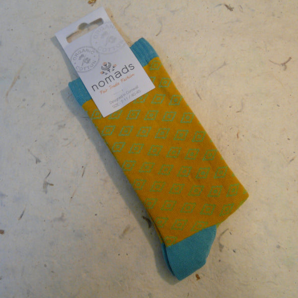 Sunflower Yellow Geo Organic Cotton Socks 7 - 11
