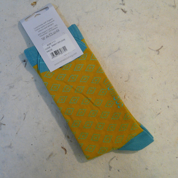 Sunflower Yellow Geo Organic Cotton Socks 7 - 11