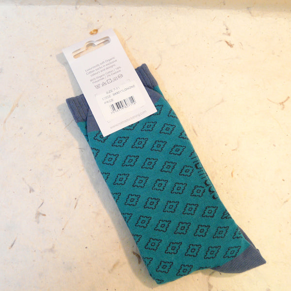 Lagoon Geo Organic Cotton Socks 7 - 11