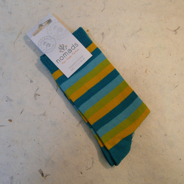 Lagoon Striped Organic Cotton Socks 7 - 11