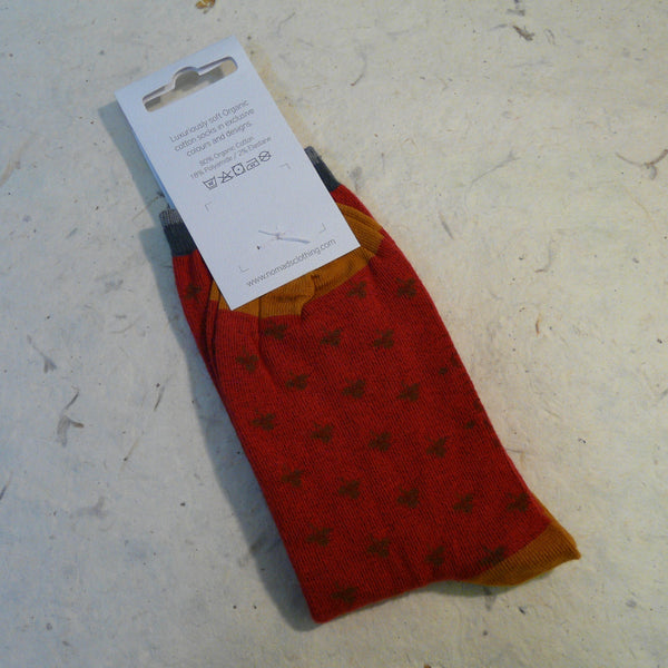Red Organic Cotton Clover Socks 4 - 7